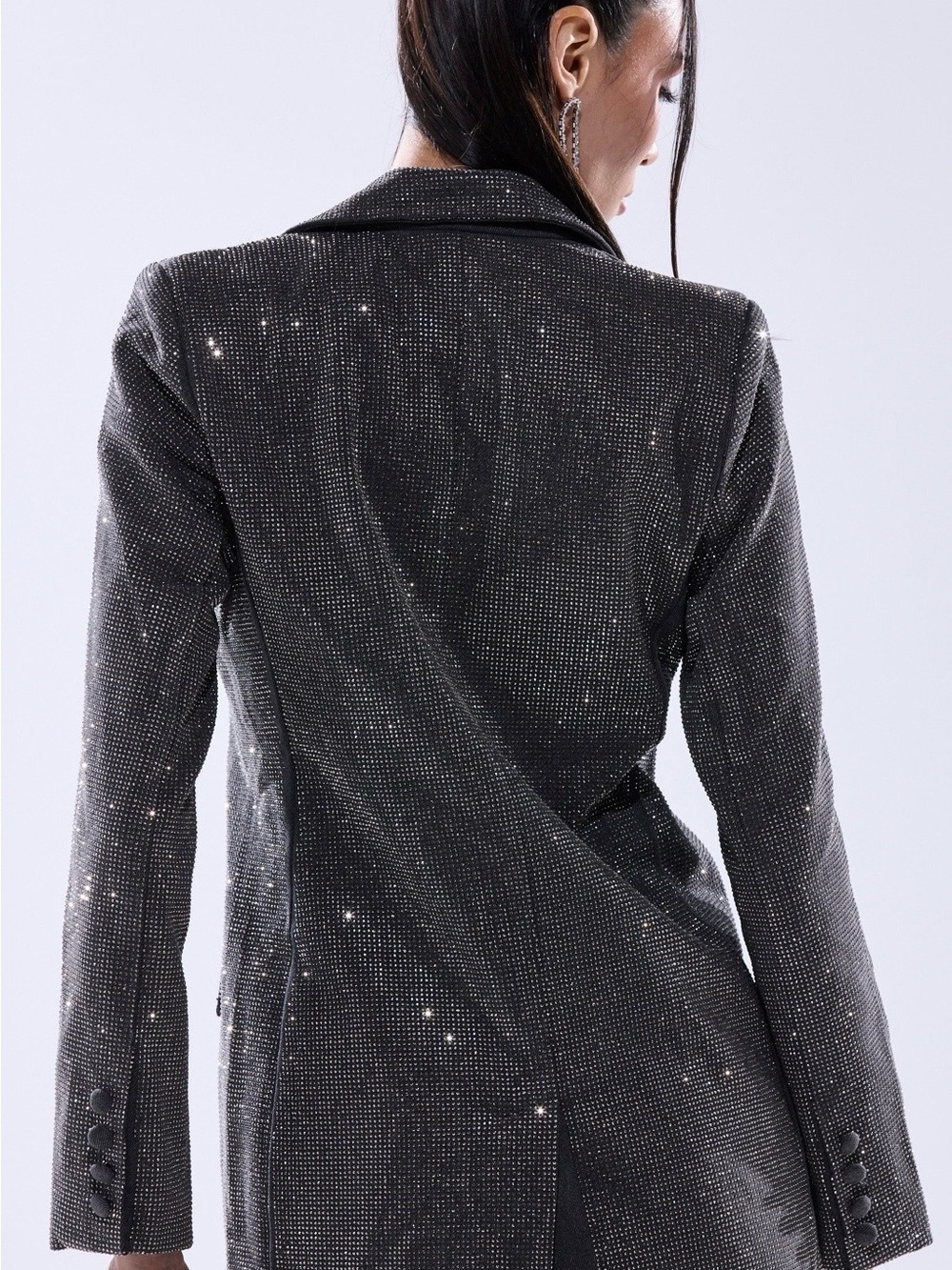AKIRA Black Blazer NWT all eyes on me embellished blazer - Picture 7 of 8